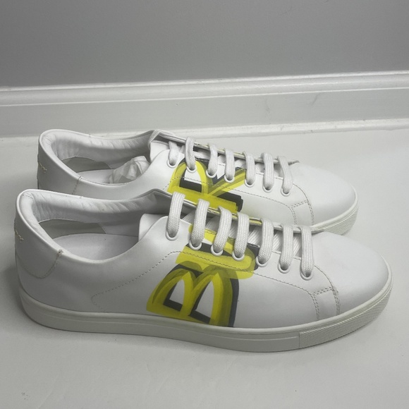 Burberry White Yellow Graffiti Logo Sneakers Italy Size 43 ITLE0SH074CAS - Picture 5 of 13